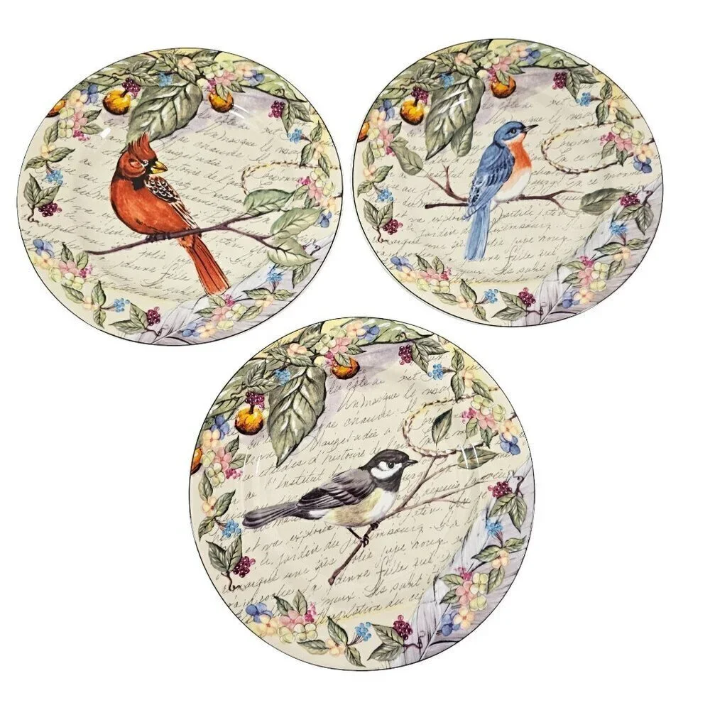 American Atelier At Home Morning Song Bird Salad Luncheon Plates – Set of 3